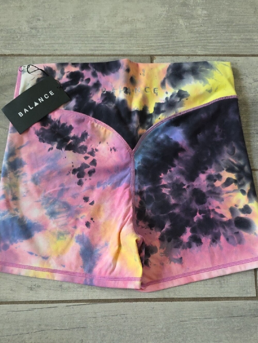 Balance Athletica Tie-Dye Pink Purple Yellow Athletic Shorts